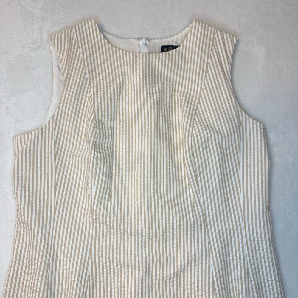Brooks Brothers 100% Cotton Seersucker Striped Sleeveless Dress Women 14 - Picture 2 of 6